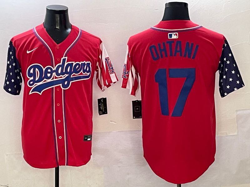 Men Los Angeles Dodgers #17 Ohtani Red a generation of national flags Joint name 2025 Nike MLB Jersey style 13->los angeles dodgers->MLB Jersey